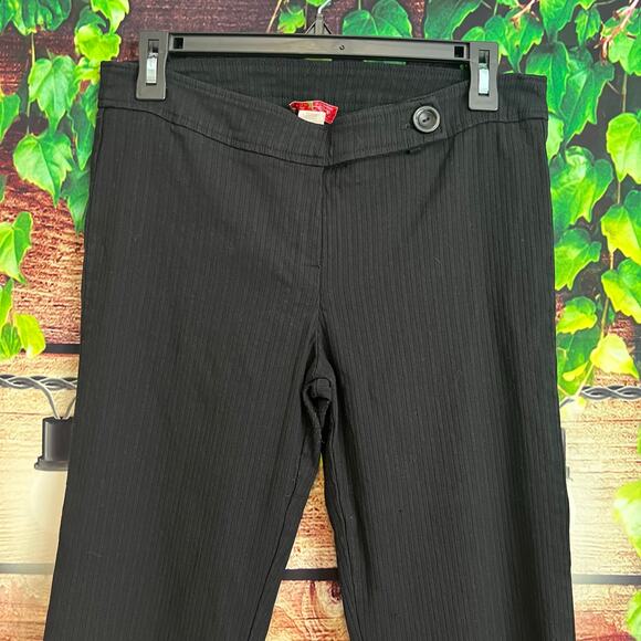 Celine By Champion Black Slacks Women Stretch Crop Pants Straight Leg Ribbed - Picture 1 of 6